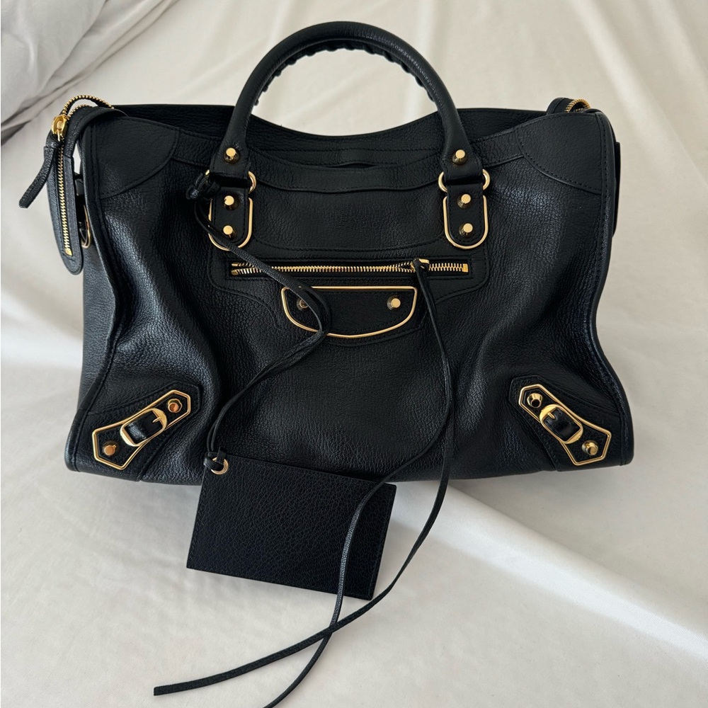 BALENCIAGA city bag golden metalic